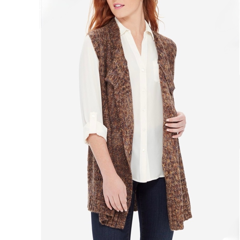 THE LIMITED BROWN & BLUE METALLIC THREAD SWEATER VEST